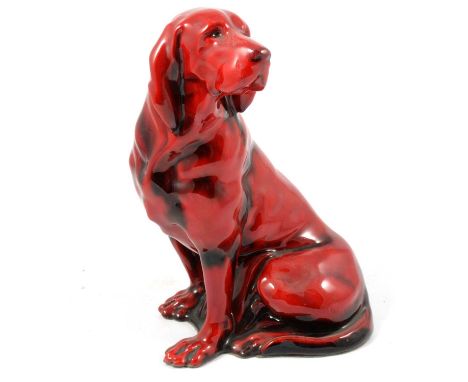 A Royal Doulton Flambé model of a 'Seated Bloodhound' HN176, 21cm.