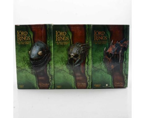 Sideshow Weta Collectibles, three 1:4 scale Lord of the Rings - The Fellowship of the Ring replica models, Orc Hide helmet; O