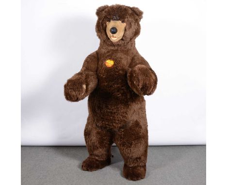 Large Steiff Studio Bar, brown bear, with tags and ear button, wireframe legs, plush body, height 166cm