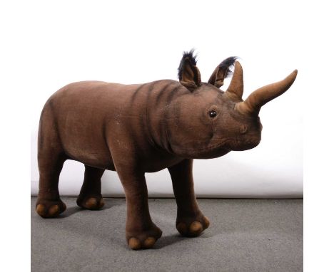 A near life-size baby Rhino plush model, 134cm length.