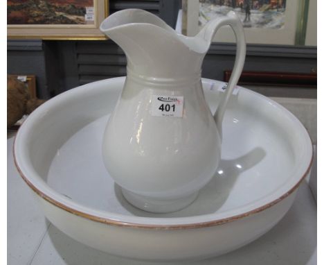 Plain white pottery jug and basin set. (B.P. 24% incl. VAT)