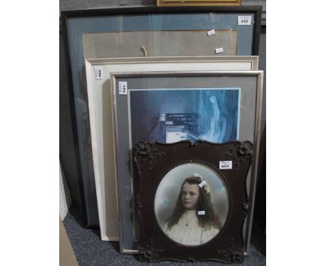 Group of assorted furnishing pictures to include; portrait of a gentleman, watercolour of a country cottage signed William Be