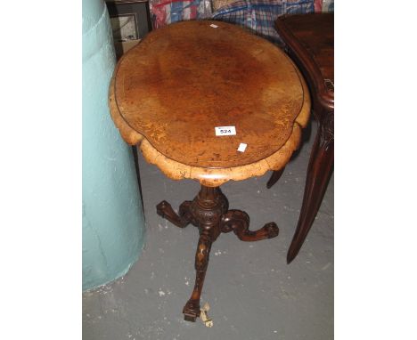 Victorian walnut inlaid oval tripod table.(B.P. 24% incl. VAT)