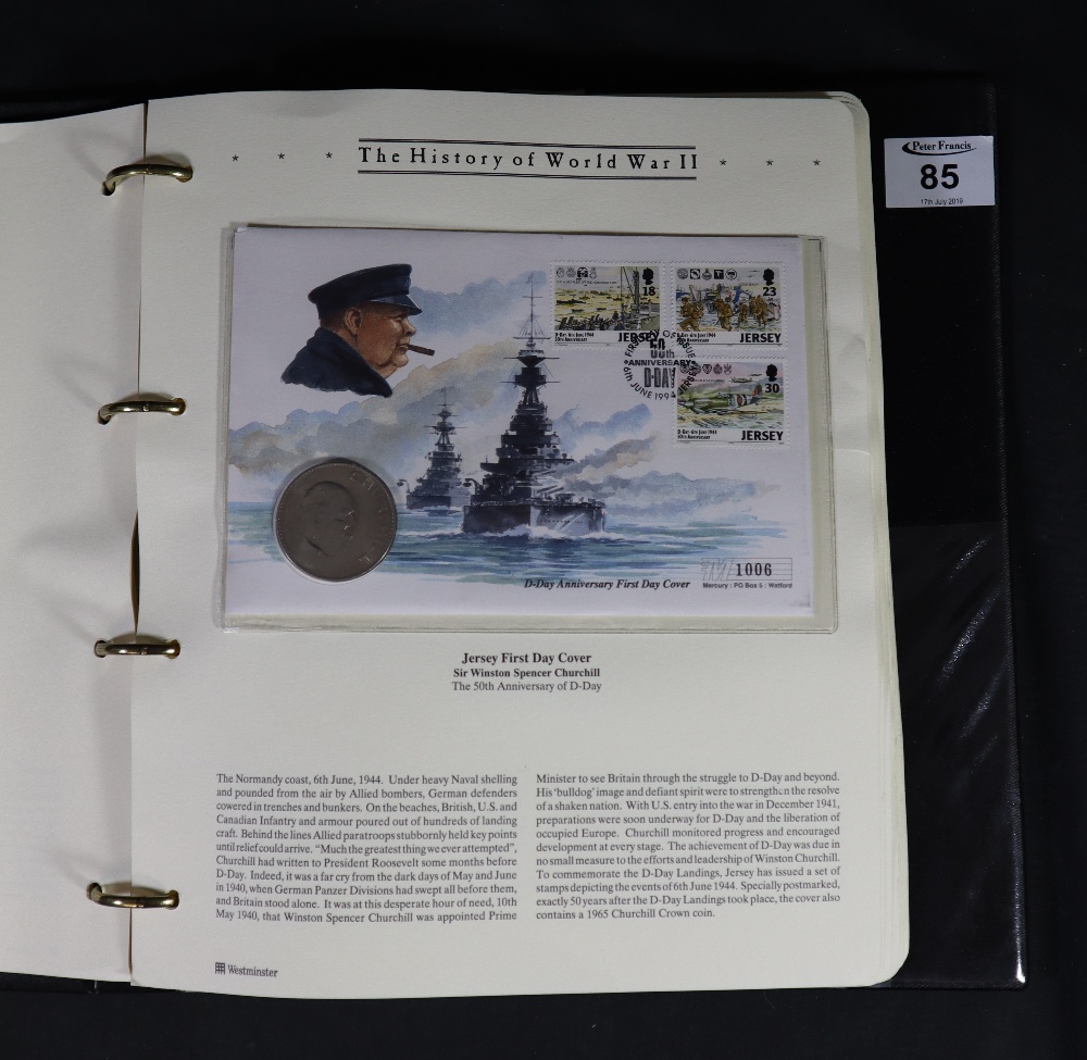 Album with collection History of World War II stamps and coin covers.(B