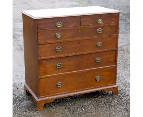 GEORGE III MAHOGANY CHEST WITH TWO SHORT, FOUR GRADUATED LONG DRAWERS, ON BRACKET FEET (110.5 cm x 110.5 cm x 57.5 cm)