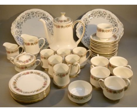 PARAGON 'BELINDA' TEA/COFFEE SET COMPRISING COFFEE POT, MILK JUG, CREAM JUG, COFFEE CUP x 6, TEA CUPS x 6, SAUCERS x 13, COVE