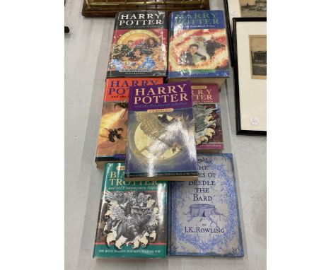 FOUR J K ROWLING HARRY POTTER BOOKS AND THE TALE OF BEEDLE THE BARD PLUS TWO BARRY POTTER BOOKS 