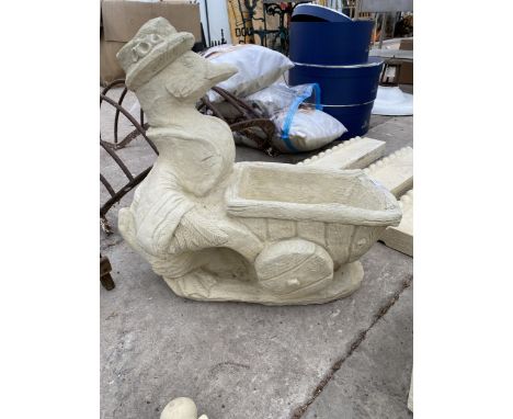 AN AS NEW EX DISPLAY CONCRETE DUCK BARROW PLANTER *PLEASE NOTE VAT TO BE PAID ON THIS ITEM* 