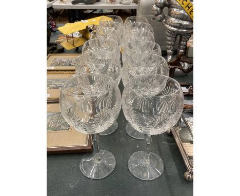 TWELVE LARGE WATERFORD CRYSTAL WINE/GIN GLASSES 