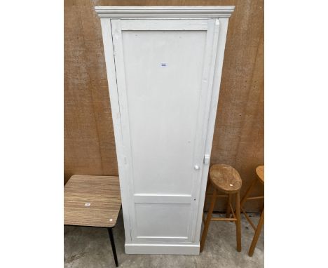 A WHITE PAINTED CUPBOARD ENCLOSING EIGHTY BOTTLE WINE RACK 