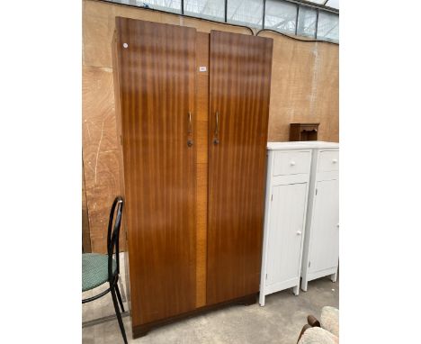 A RETRO LEBUS TWO DOOR WARDROBE, 34.5" WIDE 