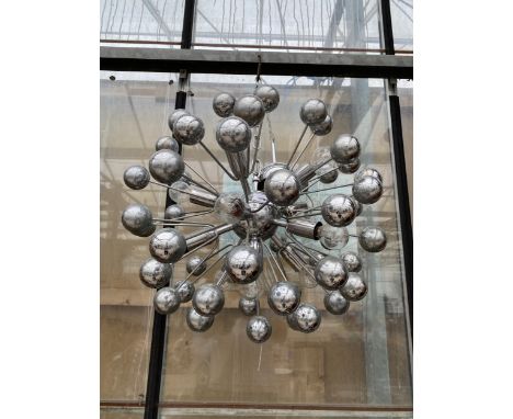A CHROME SPUTNIK STYLE LIGHT FITTING 