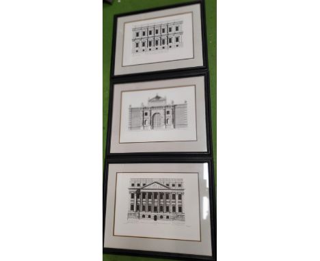 A GROUP OF THREE FRAMED ARCHITECTURAL PRINTS 