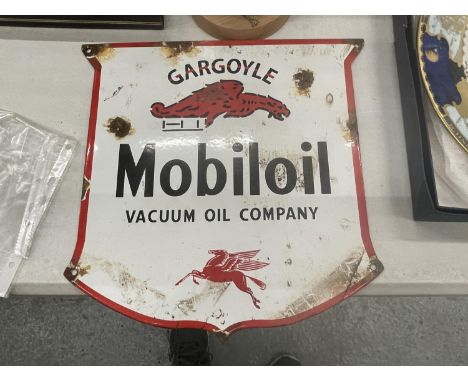 AN ENAMEL MOBIL OIL SIGN 