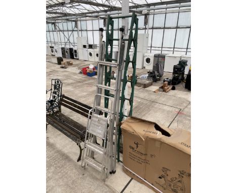 THREE VARIOUS METAL STEP LADDERS 