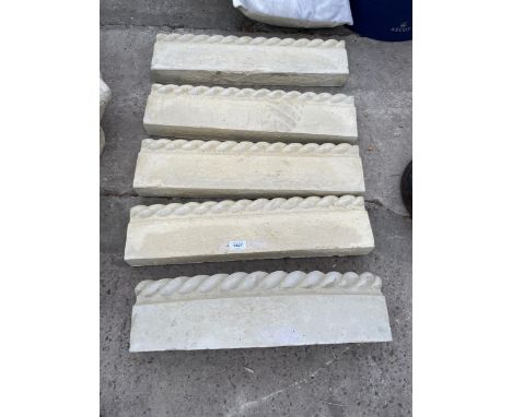AN AS NEW EX DISPLAY CONCRETE SET OF FOUR STRAIGHT ROPE EDGING AND A FURTHER CURVED ROP EDGING *PLEASE NOTE VAT TO BE PAID ON