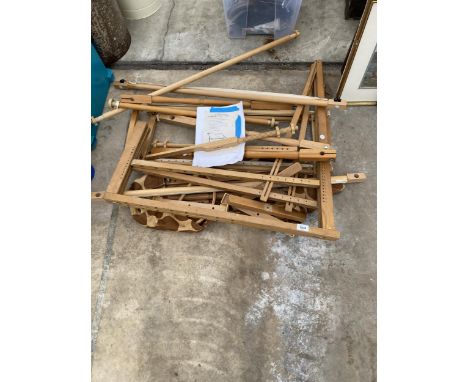 A WOODEN SCREW ADJUSTING TAPESTRY FLOOR FRAME 