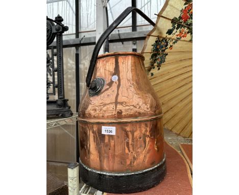 A VINTAGE COPPER AND STEEL MILKING BUCKET 