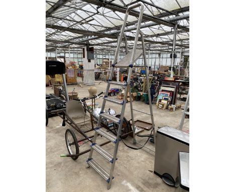 AN ABRU SIX RUNG ALLUMINIUM STEP LADDER 