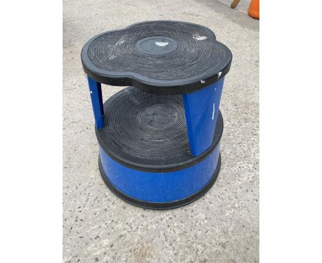 A RETRO BLUE 'KIK-STEP' ELEPHANT STOOL 