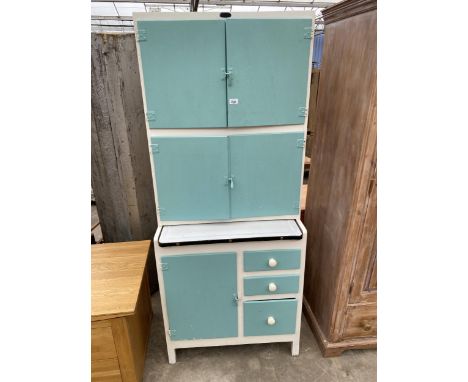 A 1950'S KITCHEN CABINET BY EASIWORK WITH PULL-OUT ENAMEL WORK SURFACE, 30" WIDE 