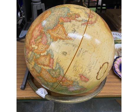 A VINTAGE REPLOGLE GLOBES INC GLOBE WITH METAL STAND 