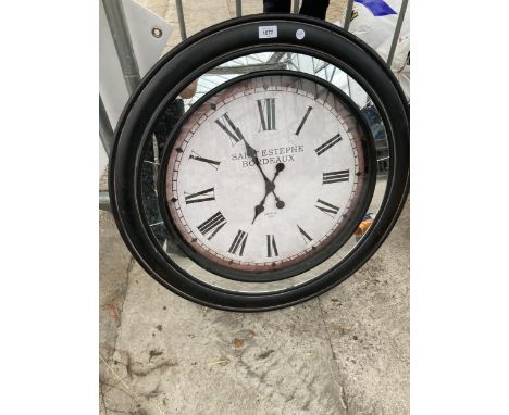 A LARGE MODERN 'SAINT ESTEPHE BORDUEX' WALL CLOCK 