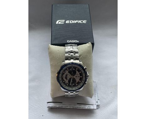 AN AS NEW AND BOXED CASIO EDIFICE WRIST WATCH SEEN WORKING BUT NO WARRANTY 