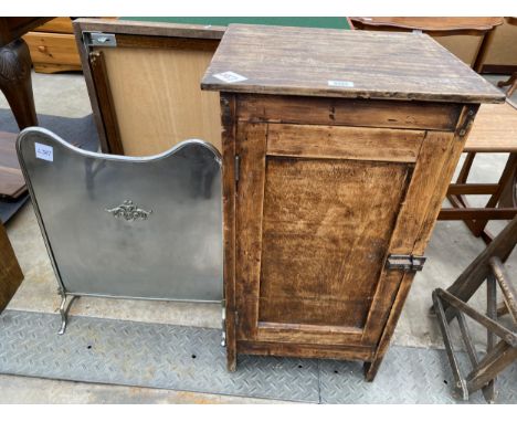 A MID 20TH CENTURY LOCKER AND CHROMIUM PLATED FIRE SCREEN 