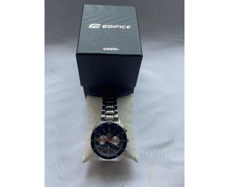AN AS NEW AND BOXED CASIO EDIFICE WRIST WATCH SEEN WORKING BUT NO WARRANTY 
