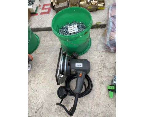 AN ELECTRIC SANDER AND A LARGE QUANTITY OF SELF TAPPING SCREWS 