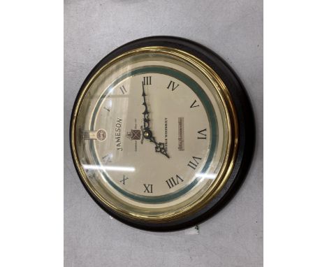 A JAMESON IRISH WHISKEY WALL CLOCK, DIAMETER 28CM 