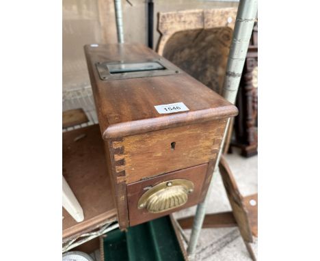A VICTORIAN OAK 'GLEDHILL HALIFAX' CASH DRAWER WITH RECIEPT ROLLER 