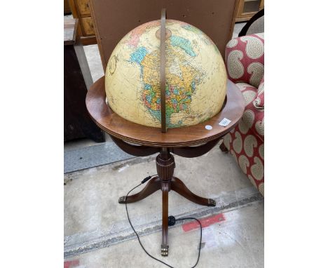 A REPRODUCTION TERRESTRIAL GLOBE, 16" DIAMETER, 'HEIRLOOM GLOBE BY REPOGLE' 