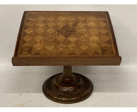 A VINTAGE OAK AND MAHOGANY BASE LECTURN MUSIC STAND 