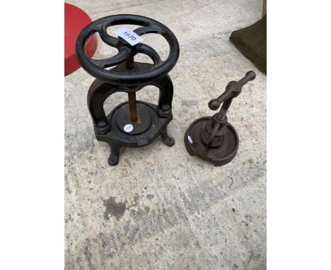 TWO VINTAGE CAST IRON PRESSES 