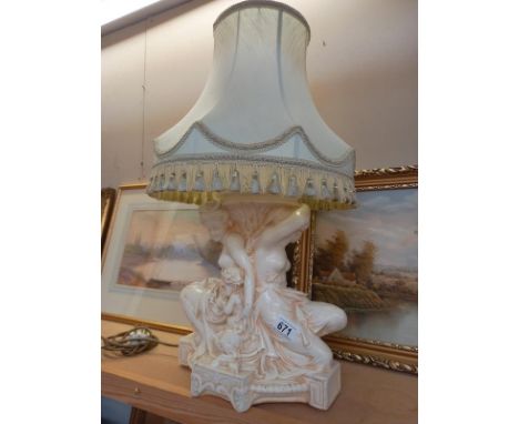 A good mid 20th century plaster table lamp including shade