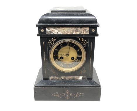 A Victorian slate mantel clock
