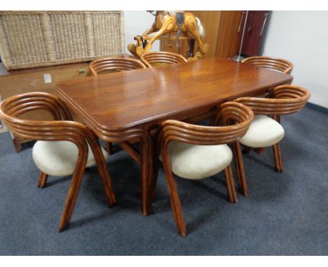 A late twentieth century Danish Rohe dining table together with set of six bentwood elbow chairs  CONDITION REPORT: 182cm lon