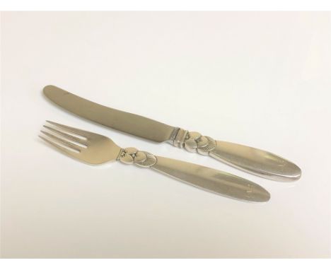 A Georg Jensen silver knife and fork
