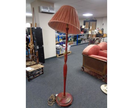 An early twentieth century Japanese style standard lamp with shade (red)