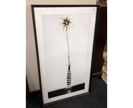 Contemporary School : Tall Flower in Zebra-Patterned Slim Vase, photo lithograph, 98 cm x 49 cm, framed. 