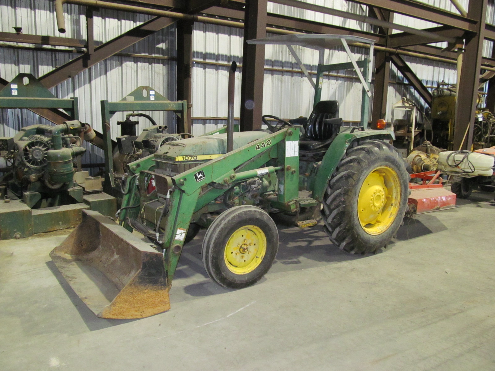 John Deere Model 1070 Tractor; Front Mounted 440 Bucket Loader; 3