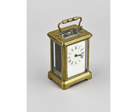 Antique brass gilt travel clock. R &amp; C Paris. France. Circa 1900. No striking mechanism. Size: 12 cm. In good condition.