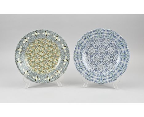 Two polychrome ceramic dishes. Design Jean Gerbino (1876 - 1966), for Vallauris. Dimensions: Ø 22 - 23 cm. In good condition.