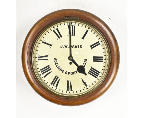 Very large Australian railway clock with fusee movement. Mahogany. 19th century. Adelaide to Port Augusta railway line. In go