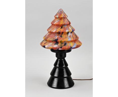 Art Deco glass table lamp. France. Circa 1930. Dimensions: H 37 cm. In good condition.
