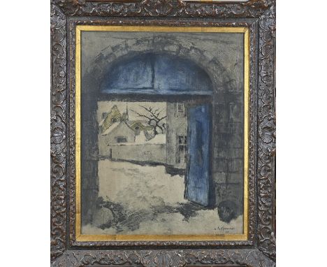 Isidore Opsomer. 1878 - 1967. Belgian School. City gate. Signed etching on paper. Dimensions: H 65 x W 53 cm. In good conditi