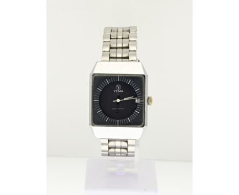 Vintage Yema watch, automatic, with a square case and steel strap. Width 30 mm. With a steel strap. 606367. Some traces of us