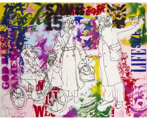Ben Frost, Australian b.1975-'Sorry when you said hold the irony I thought you said fold the ironing';acrylic and spray paint